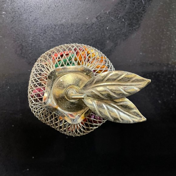 VTG Brass plated Wire/mesh Apple Shaped Container Ornament Potpourri - Picture 3 of 4